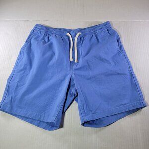 Mens Lands End Blue Swim Shorts W/ Drawstring Cotton Blend Waist Size S (28-30)